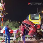 (Pattaya 2) Miraculous escape as train collides with car at railway crossing in Pattaya 2 copy